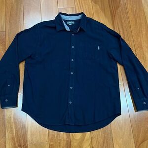 Eddie Bauer Navy Blue Button Up Long Sleeve Cotton Shirt Pocket Mens Size XL